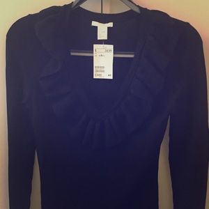 Ruffle V-Neck Sexy Sweater NWT